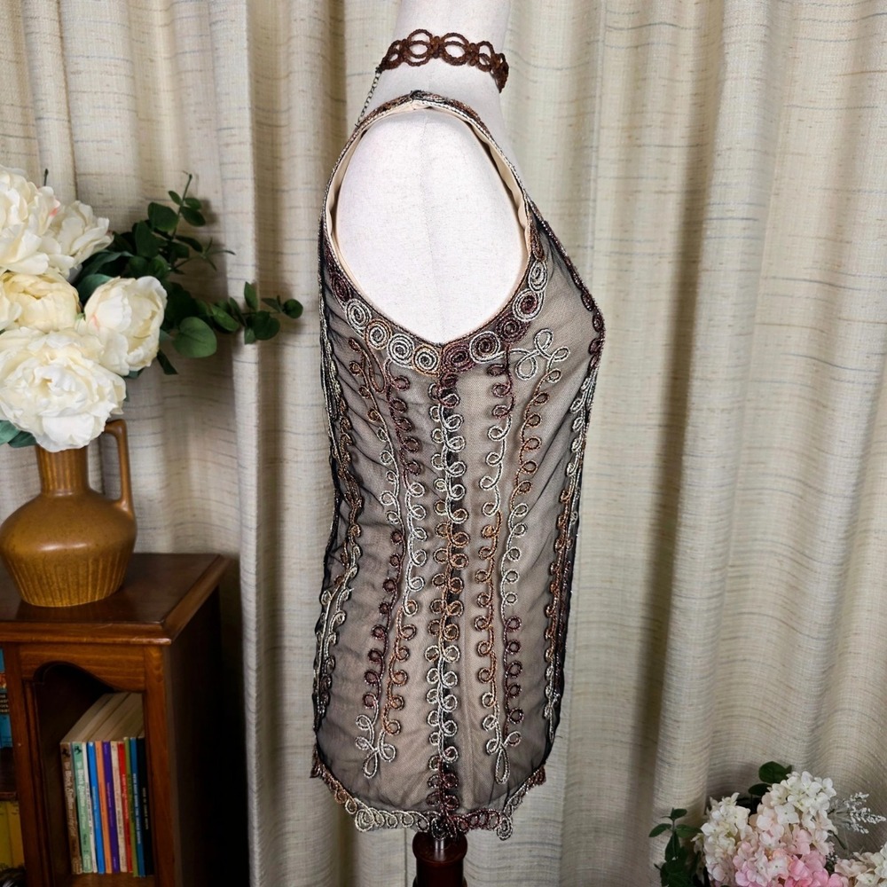 Vintage Pretty Angel Mesh Lace Boho‎ Top Grunge Fairy Y2K Size Medium Silk Blend - Picture 7 of 12